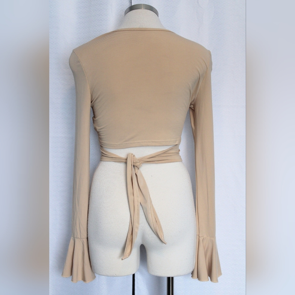 Shein Cream Wrap Tie Cropped Top – XS - Picture 2 of 3